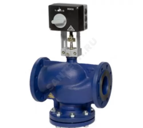 Клапан запорно-регулирующий чугун RV113R односедельный Ду 125 Ру16 фл Kvs=250м3/ч с эл/приводом 3-х позиционным/аналоговым ANT40.11 24В LDM RV113R4331