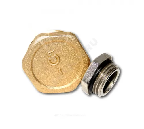 Заглушка латунь Ду 15 (1/2") с уплотнительным кольцом НР Цветлит ZW50065