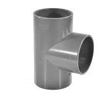 Тройник ПВХ Дн 200х90гр Ру16 серый напорный под клеевое соединение Aquaviva TEE2000