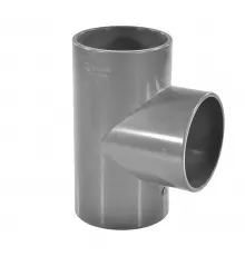 Тройник ПВХ Дн 110х90гр Ру16 серый напорный под клеевое соединение Aquaviva TEE1100