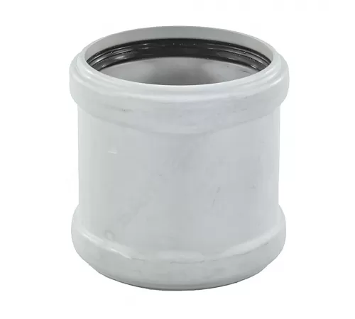 Муфта PP-MD двухраструбная бесшумная светло-серая Skolan Safe SKMM Дн 78 (DN75) б/нап в/к Ostendorf 333510