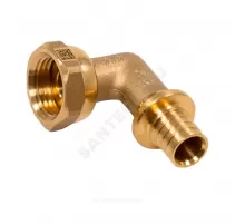 Угольник для PE-X труб аксиальный латунь Дн 16х1/2" с накидной гайкой MX Рехау 11097221001