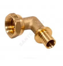 Угольник для PE-X труб аксиальный латунь Дн 16х1/2" с накидной гайкой MX Рехау 11097221001