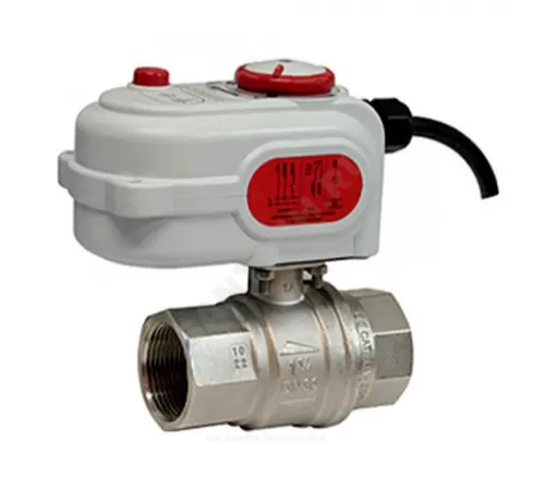 Кран шаровой латунь никель R276B Ду 50 ВР полнопроходной с эл/привод 24В 2/поз Giacomini R276BX028