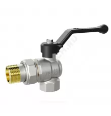 Кран шаровой латунь никель угловой Pride Ду 15 Ру40 ВР/"американка" рычаг черный LD 47.207.15