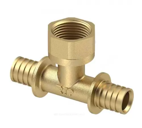 Тройник для PE-X/PE-RT труб аксиальный латунь Дн 32х1" ВР RTP (РосТурПласт) 29375