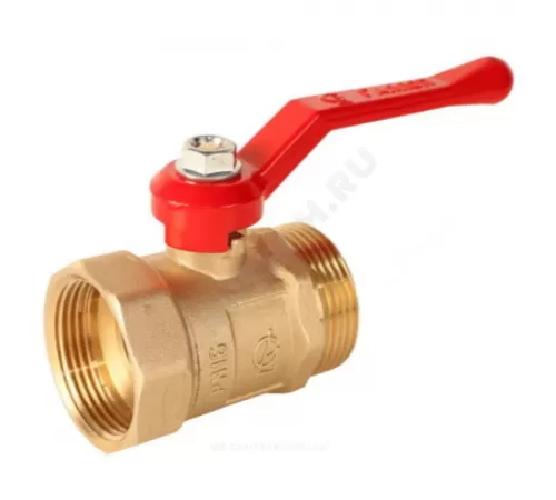 Кран шаровой латунь ПРАКТИК 121 Ду 50 Ру16 ВР/НР рычаг красный ГАЛЛОП 103287
