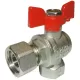 Кран шаровой латунь никель угловой 11Б27фт1М Ду 15 Ру50 ВР/нак. гайка полнопроходной бабочка красная VALFEX VF.266.NB1.012.PREMIUM