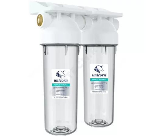 Корпус фильтра пластик 3/4" ВР Ру6 2-ст Slim Line 10" Unicorn KSBP 3/4 DUO