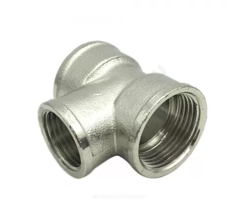 Тройник латунь никель переходной Ду 20х15х20 (3/4"х1/2"х3/4") ВР/ВР SantechSystems