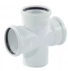 Крестовина PP-H 1-плоскостная бесшумная белая RAUPIANO PLUS Дн 110х110х110х87гр б/нап в/к Rehau 11215541001