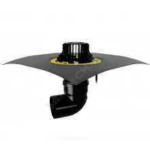 Воронка кровельная VMCO/H с горизонтальным выпуском PP Дн 110 с листвоуловителем, битумным полотном, электрообогревом Fachmann 01.133