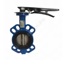Затвор дисковый поворотный чугун Ду 250 Ру10/16 межфл с рукояткой диск нерж манжета EPDM EURO Benarmo