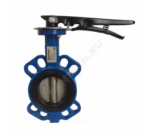 Затвор дисковый поворотный чугун Ду 250 Ру10/16 межфл с рукояткой диск нерж манжета EPDM EURO Benarmo