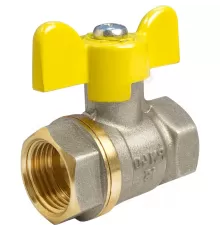 Кран шаровой латунь никель газ 11Б27фтМ Ду 32 Ру40 ВР полнопроходной бабочка VALFEX VF.277.NB3.114