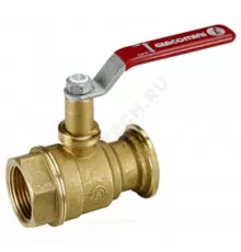 Кран шаровой латунь R285L Ду 25х40 Ру35 ВР/фл рычаг красный с выводом для насоса Giacomini R285LY001