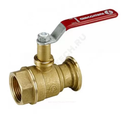 Кран шаровой латунь R285L Ду 25х40 Ру35 ВР/фл рычаг красный с выводом для насоса Giacomini R285LY001