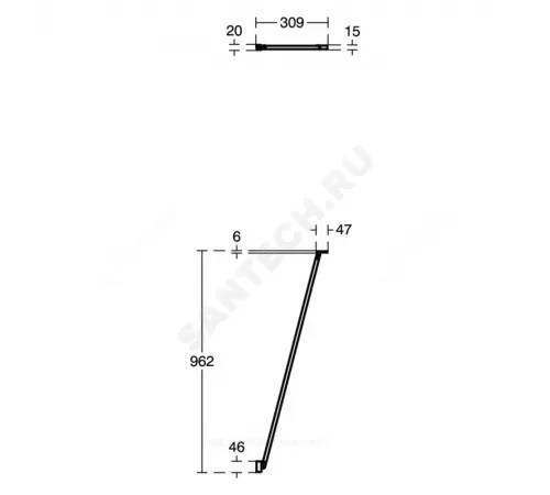 Опора крепежная Silk Black угловая для CONNECT 2 Wetroom panel 1000 мм Ideal Standard K9381V3