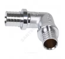 Угольник для PE-X труб аксиальный латунь хром Дн 25х90гр THERM S Рехау 12594493002