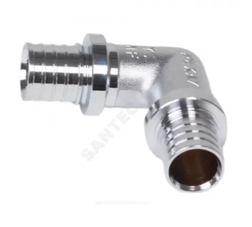 Угольник для PE-X труб аксиальный латунь хром Дн 25х90гр THERM S Рехау 12594493002