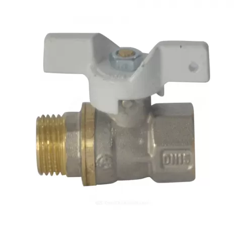 Кран шаровой латунь никель 1104 Standard Ду 20 Ру30 ВР/НР полнопроходной бабочка белая Aquasfera 1104-02 .