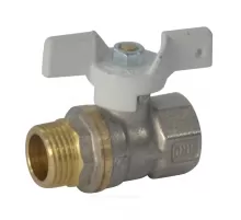 Кран шаровой латунь никель 1104 Standard Ду 20 Ру30 ВР/НР полнопроходной бабочка белая Aquasfera 1104-02 .