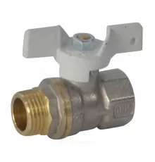 Кран шаровой латунь никель 1104 Standard Ду 15 Ру40 ВР/НР полнопроходной бабочка белая Aquasfera 1104-01 .