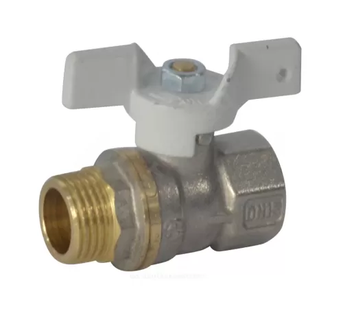 Кран шаровой латунь никель 1104 Standard Ду 20 Ру30 ВР/НР полнопроходной бабочка белая Aquasfera 1104-02 .