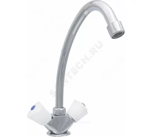 Смеситель для кухонной мойки двуручный Стандарт ЦС-СМ 12г Пл. Бел маховик Центр Сантехники (Подольск) СМ506401