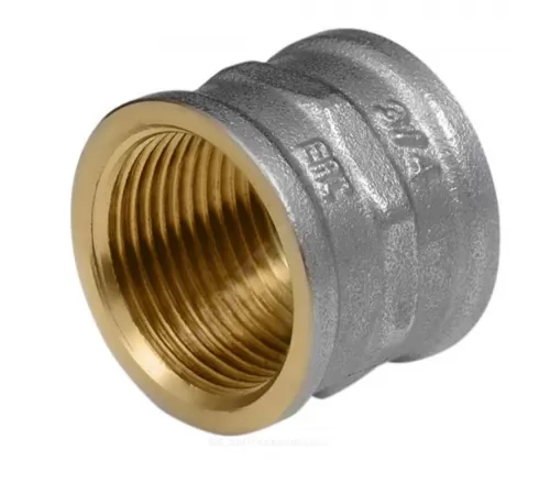 Муфта латунь никель Ду 40 (1 1/2") ВР/ВР 9018 ГОСТ 32585-2013 Aquasfera 9018-05