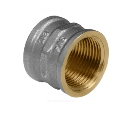 Муфта латунь никель Ду 40 (1 1/2") ВР/ВР 9018 ГОСТ 32585-2013 Aquasfera 9018-05