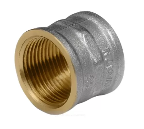 Муфта латунь никель Ду 40 (1 1/2") ВР/ВР 9018 ГОСТ 32585-2013 Aquasfera 9018-05