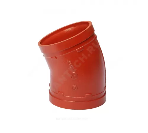 Отвод (колено) под муфту 22,5гр грувлок ковкий чугун XGQT05 Ду65 (Дн76) Ру25 JIANZHI