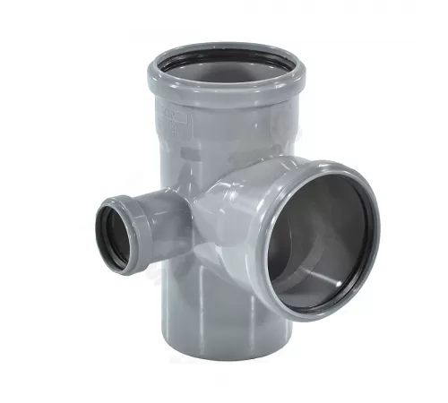 Крестовина PP-H 2-плоскостная левая серая Дн 110х110х50х87гр б/нап в/к RTP (РосТурПласт) 36540