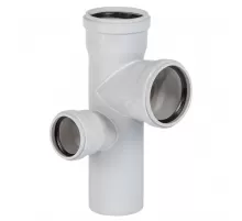 Крестовина PP-MD 2-уровневая левая бесшумная светло-серая Skolan Safe SKEPL Дн 110х110х78х87гр (DN110х110х75) б/нап в/к Ostendorf 335975