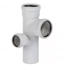 Крестовина PP-MD 2-уровневая левая бесшумная светло-серая Skolan Safe SKEPL Дн 110х110х78х87гр (DN110х110х75) б/нап в/к Ostendorf 335975