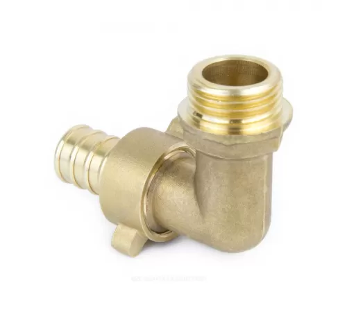 Переходник штуцерный латунь разъемный для шланга Дн 18х1/2" НР угловой 9106 Aquasfera 9106-02