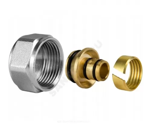 Евроконус для МП труб латунь обжим Дн 20х2,0х3/4" с накидной гайкой универсальный SantechSystems