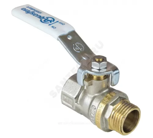 Кран шаровой латунь никель 1103 Standard Ду 15 Ру40 ВР/НР полнопроходной рычаг белый Aquasfera 1103-01 .