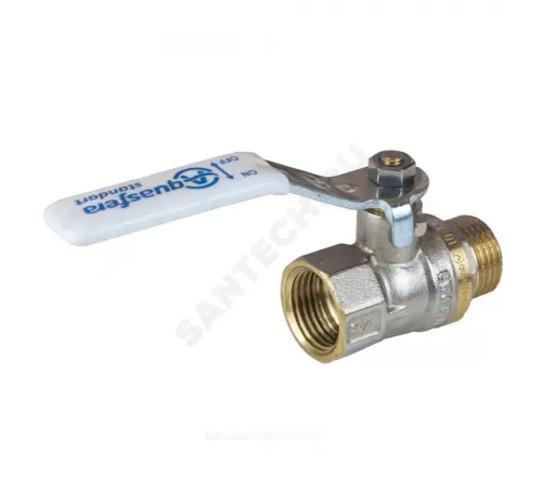 Кран шаровой латунь никель 1103 Standard Ду 15 Ру40 ВР/НР полнопроходной рычаг белый Aquasfera 1103-01 .