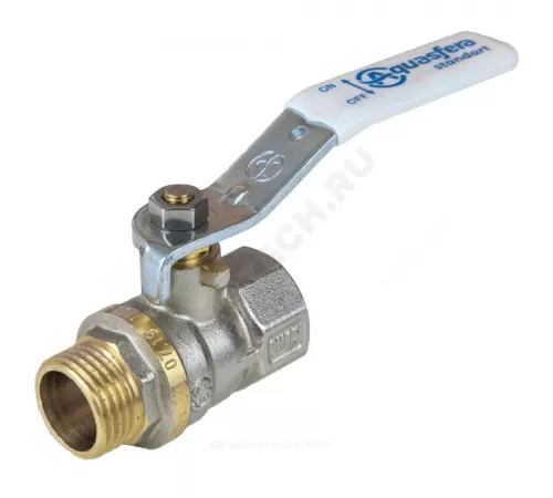 Кран шаровой латунь никель 1103 Standard Ду 15 Ру40 ВР/НР полнопроходной рычаг белый Aquasfera 1103-01 .