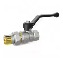 Кран шаровой латунь никель Pride Ду 25 Ру40 ВР/"американка" рычаг черный аналог 11б27п1 LD 47.25.В-ГШ.Р