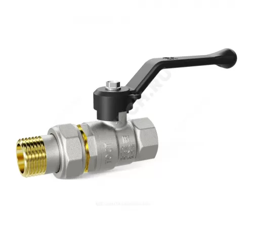 Кран шаровой латунь никель Pride Ду 20 Ру40 ВР/"американка" рычаг черный аналог 11б27п1 LD 47.20.В-ГШ.Р