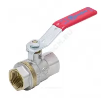 Кран шаровой латунь никель 1001 Euro Ду 50 Ру16 ВР полнопроходной рычаг красный Aquasfera 1001-06