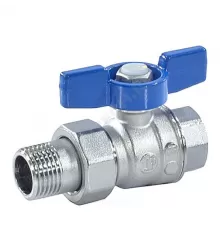 Кран шаровой латунь хром R859 Ду 15 Ру35 ВР/"американка" полнопроходной бабочка синяя Giacomini R859X343