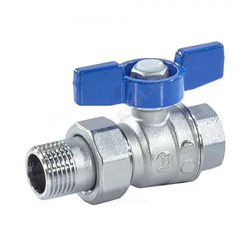 Кран шаровой латунь хром R859 Ду 20 Ру35 ВР/"американка" полнопроходной бабочка синяя Giacomini R859X345