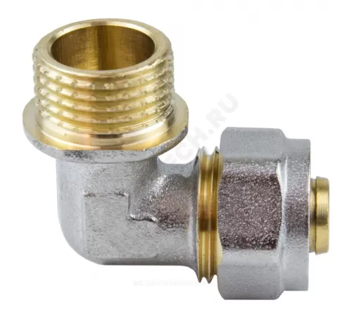 Угольник МП латунь никель обжим Дн 26х1"х90гр НР ГОСТ 32415-2013 7006 Aquasfera 7006-06