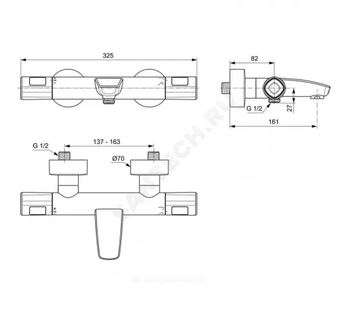 Промо-комплект для ванны с душем CERATHERM T100 Ideal Standard BC985AA
