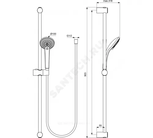 Промо-комплект для ванны с душем CERATHERM T100 Ideal Standard BC985AA