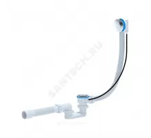 Слив-перелив для ванны плоский полуавтоматический (тросик) 1 1/2"x40 с гофрой 40х50 слив клапан, пробка D=46мм АНИ Пласт ЕМ701